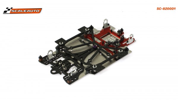 Slotcar-Chassis-Set 1:24 SCALEAUTO Sport L Long Type Pro Chassis Sidewinder-Fahrwerk Alu-Carbon-Stahl m.Radstand 104-134mm f.Short Can-Motor