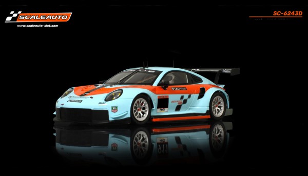 Slotcar 1:32 analog Bausatz SCALEAUTO Racing R 911.2 RSR Cup Version blue/orange m.Fertigkarosserie u.Beklebungssatz