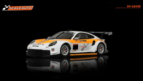 Slotcar 1:32 analog Bausatz SCALEAUTO Racing R 911.2 RSR Cup Version white/orange m.Fertigkarosserie u.Beklebungssatz