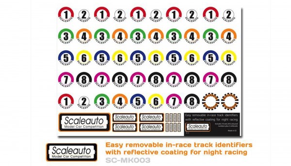SCALEAUTO Fahrzeug- u.Bahnspurmarkierungen 1 bis 8 farbig &amp; neon m.selbstklebenden Peel-Stickers